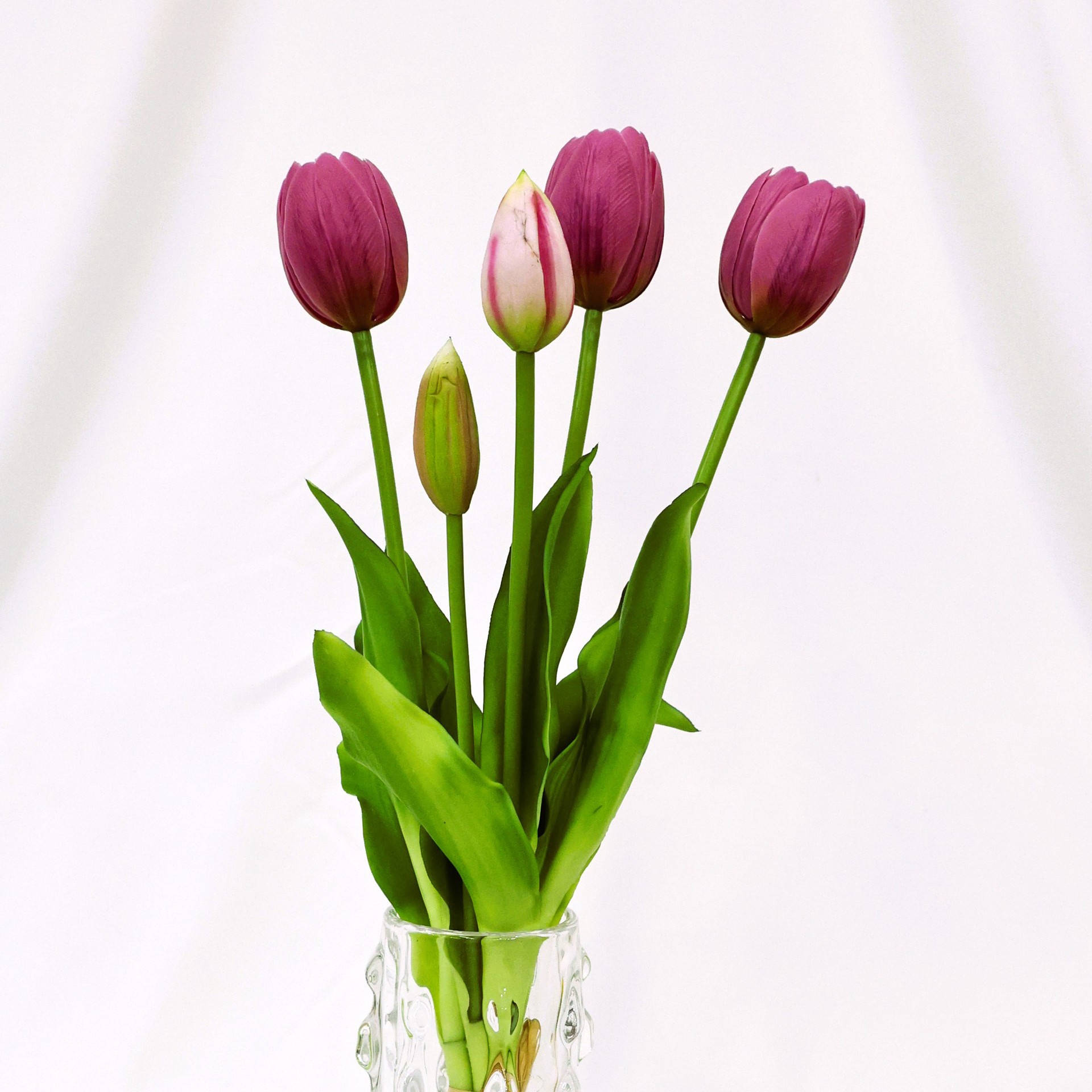 Simulación de flores de tulipas de goma blanda PE látex de goma de goma de flores de tulipas Simulación de flores humectantes 5 tulipas