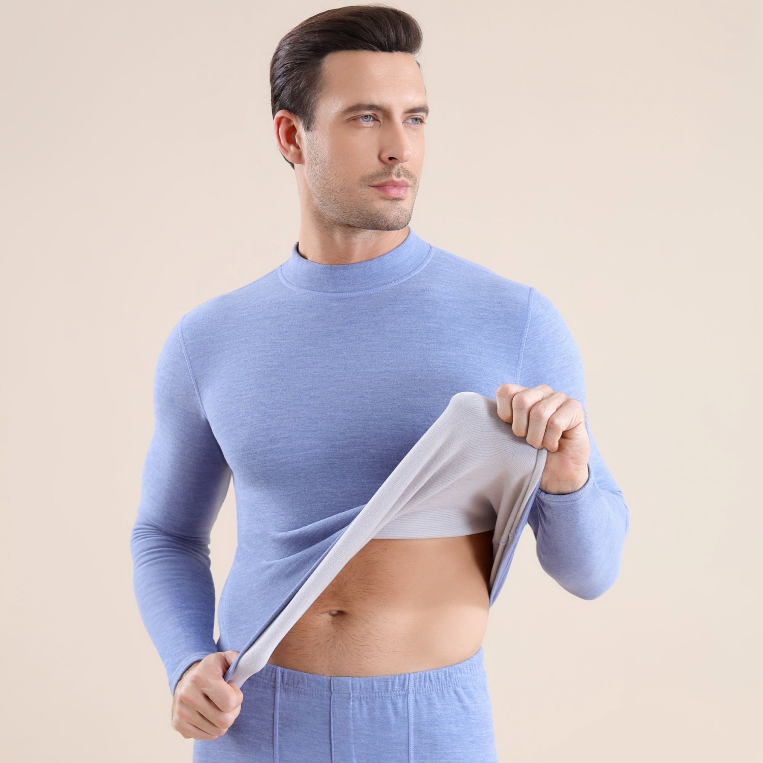 Men's, blue, high collar