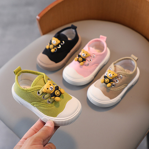 Solid Soft-Soled Baby Shoes, Ultra-Soft First Steps Shoes, Children's Canvas Shoes, Slip-On for Spring and Autumn, Unisex Single-Soled Flat Shoes