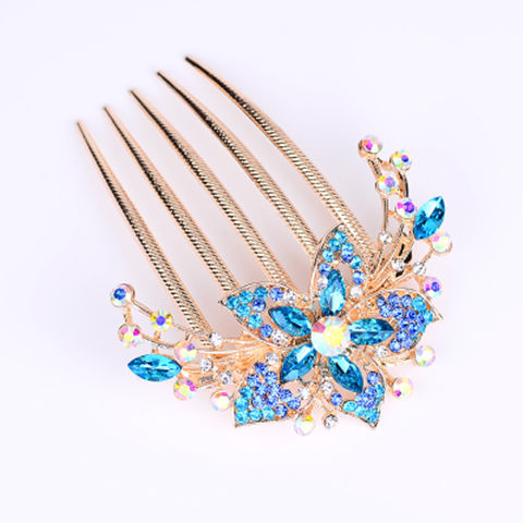 Peine de inserción de diamante de aleación Peine de pelo de estilo coreano rizador de pelo de las mujeres flequillo peine cabeza de bola peine de pelo peine de cinco dientes accesorios para el cabello mujeres