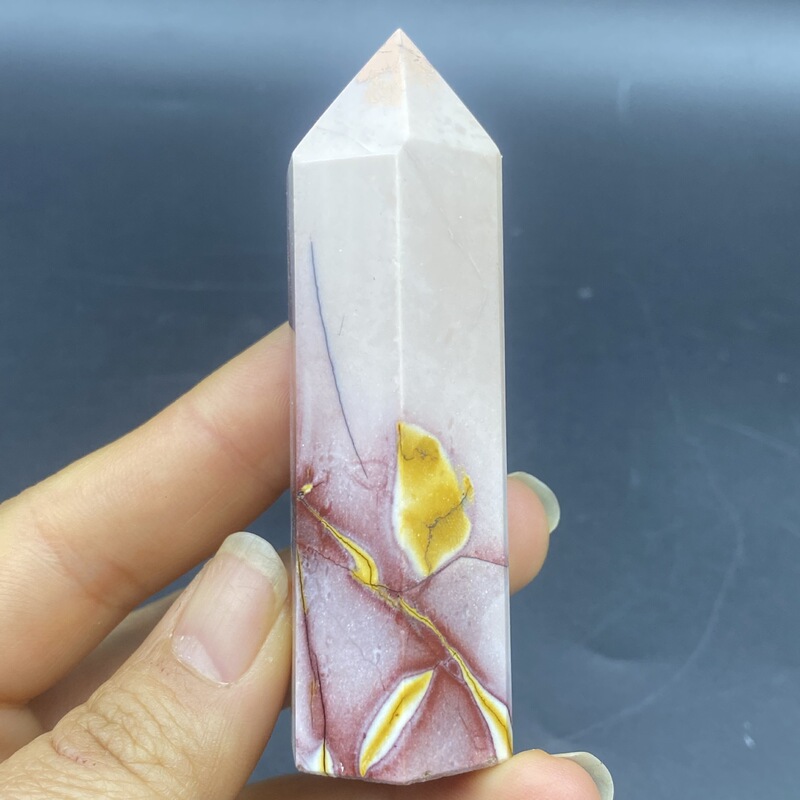 天然蛋黄石柱子小摆件精品水晶雕刻件桌面摆件手工雕刻件装饰买一送一 图 4