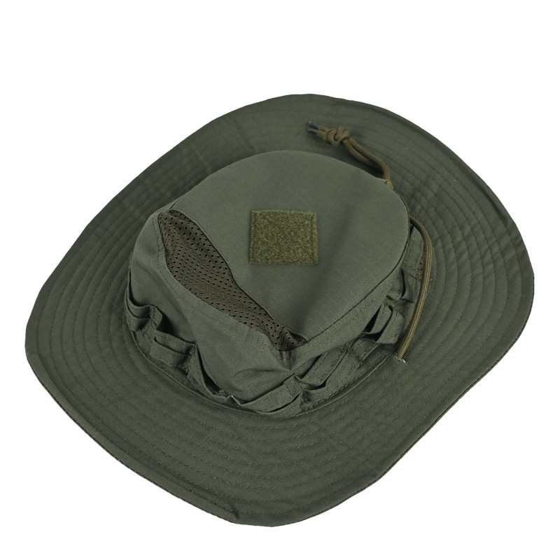 Nuevo sombrero de camuflaje transfronterizo al aire libre táctico militar de pesca de borde redondo sombrero de pescador de sombrero de sombrero de escalera de montaña de protección solar