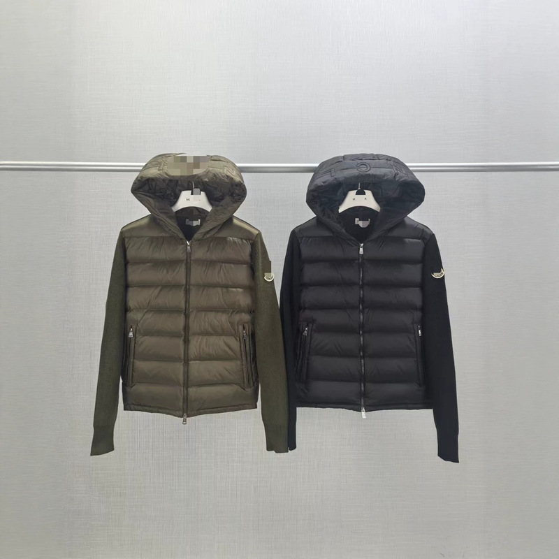 European station M Mengjia's new high-end version knitted patchwork hooded down jacket, unisex windproof and warm coat