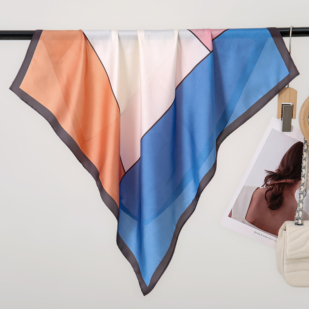 Suzhou-Hang moda simple bolsas atadas pelo simple bufandas comerciales tendencia de color multicolor 70CM pequeña toalla cuadrada mujer