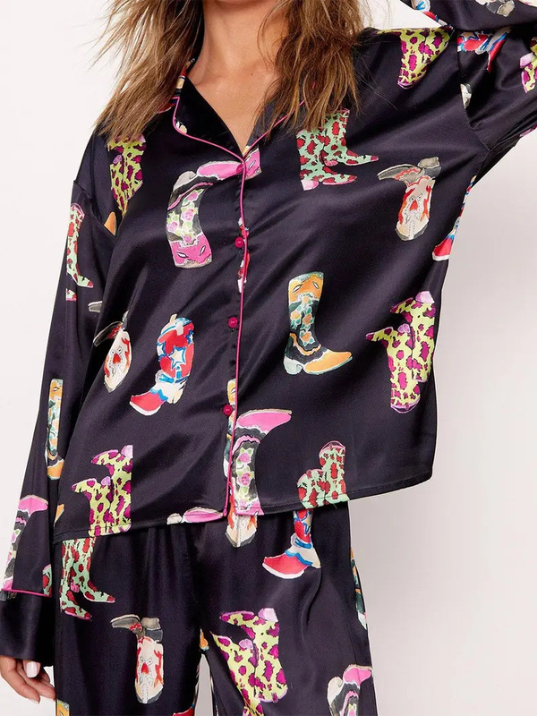 2025跨境新款长袖家居服3D数码印花睡衣情侣亲子服家居服POD定 制|undefined