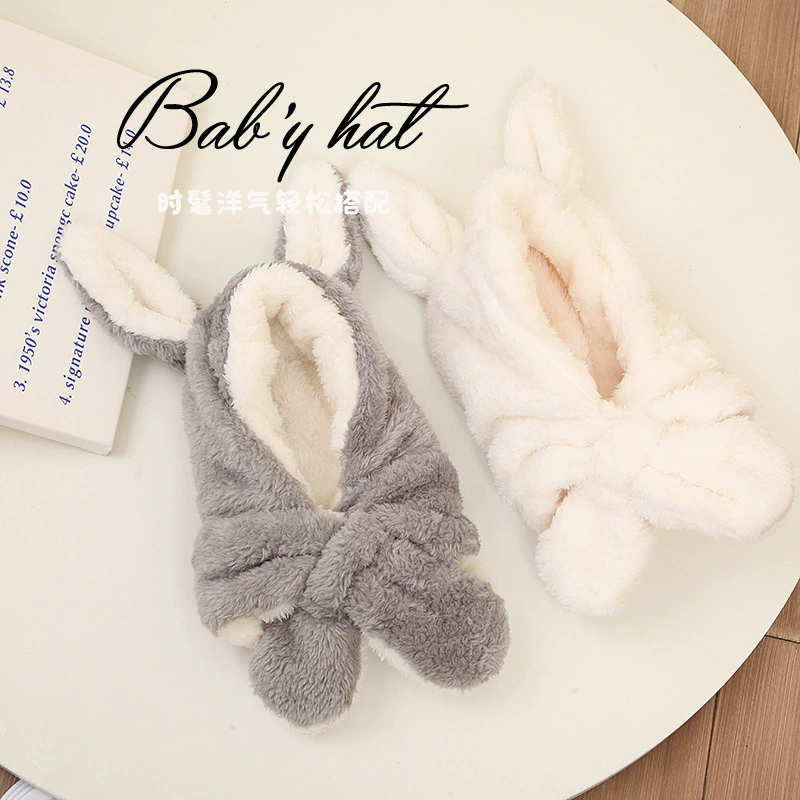 Children's scarf, demi-season cute velvet hat for boys girl's