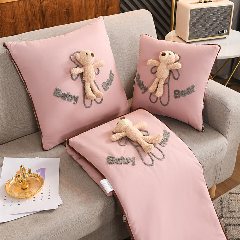 Pillow quilt dual-use cartoon pillow three-dimensional bear doll Four Seasons universal pillow quilt factory direct cushion quilt