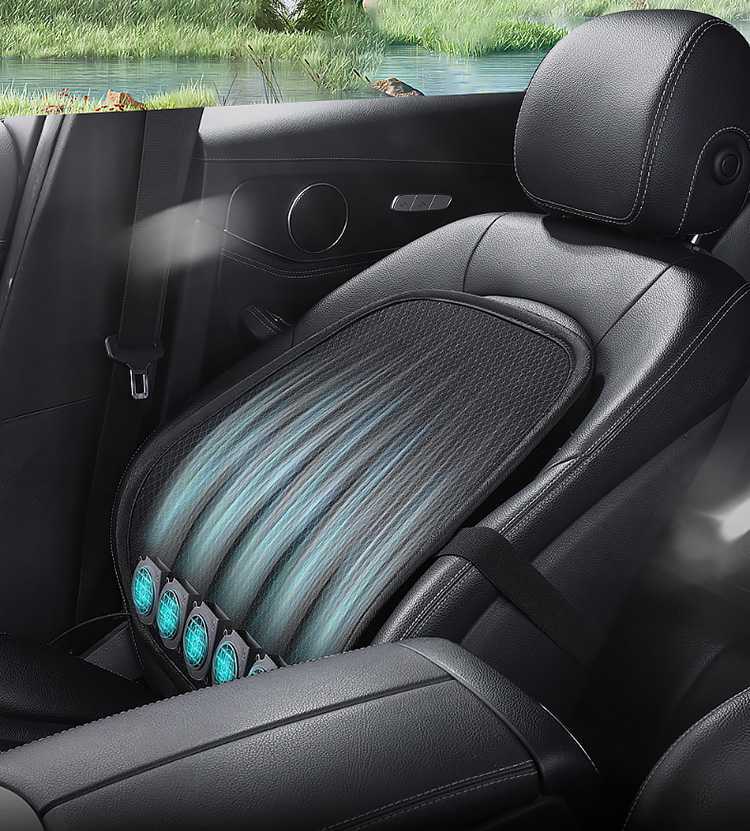 Car seat USB three-level adjustable air-blowing lumbar support cushion for office chairs, ventilated lumbar support pad for long-term sitting