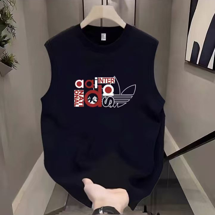 American-Style Trendy Brand Sleeveless T-Shirt Men's Vest Summer Loose Fitness Clothing Men's Pure Cotton Sports Casual Tank Top