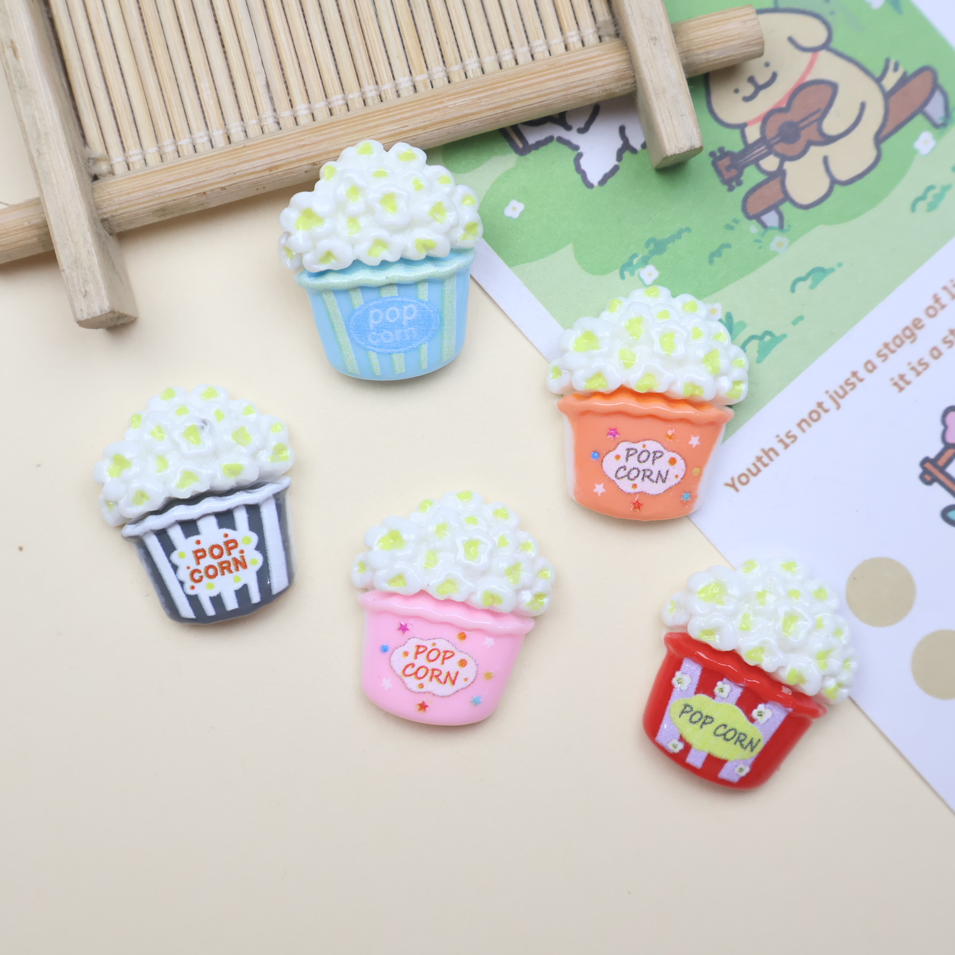 卡通diy树脂配件仿真爆米花奶油胶饰品发夹手机壳鞋扣钥匙扣吊坠
