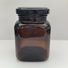 茶色のペーストボトル、角型ガラスボトル、ペースト角型包装、茶色のボトル、遮光密封ガラス瓶、蓋付き高温耐性