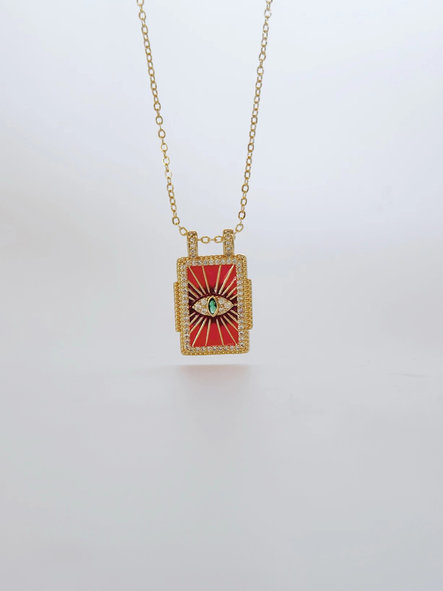 Plating Design Copper Plating Geometric Zircon Pendant Necklace