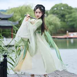 女童汉服2026新款战国袍古装超仙古风连衣裙绿色魏晋南北朝仙侠风