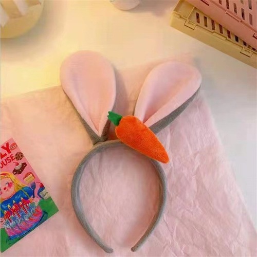 Cartoon Carrot Rabbit Ear Plush Hair Band Girl Funny Cute Makeup Head Accessory Korean Style Cute Rabbit Hair Clip