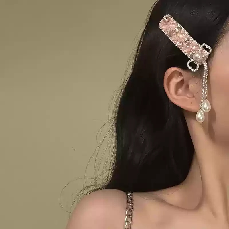 6 # BB clip-rosa-lazo de perla individual