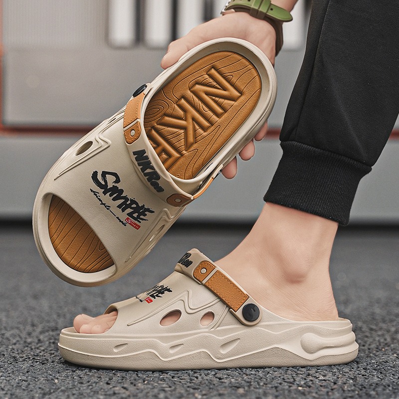 2024 Summer Men's Sandals Stomp Feeling Thick Bottom Driving Dual-use Sandals and Slippers Men's All-match Outdoor Sports Beach Shoes