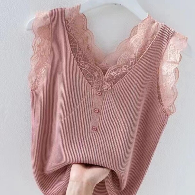 Ice Silk Camisole Women's Summer Stylish Fashionable Lace T-Shirt Bottoming Sweater Women's Top