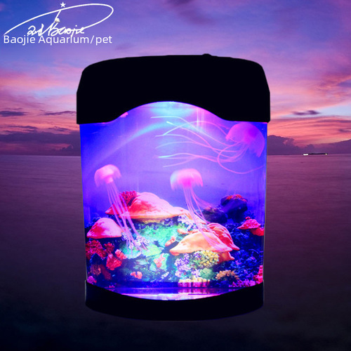 Small Acrylic Color-Changing Jellyfish Light Mini Desktop Ornament Jellyfish Battery USB Aquarium