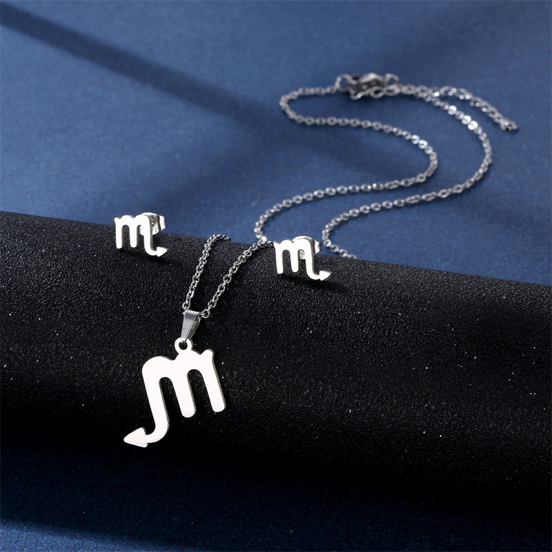Simple Style Constellation Stainless Steel Earrings Necklace 1 Set