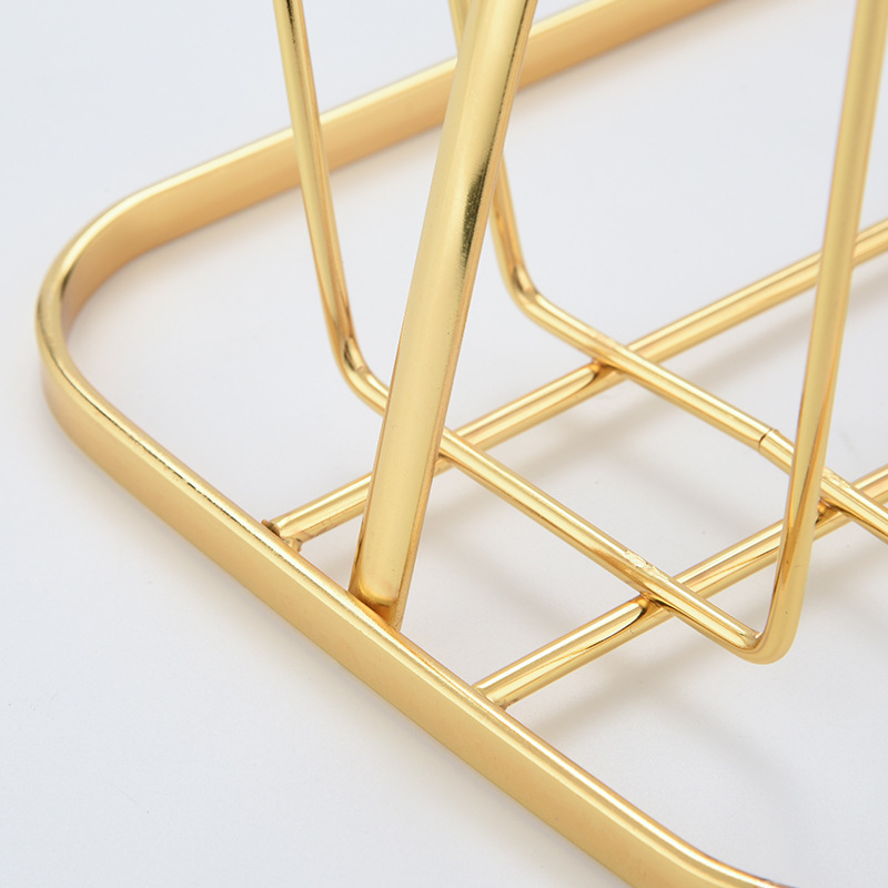 Gold-colored half-round wire cup holder, household upside-down water cup rack, glass water cup draining rack kitchen storage rack