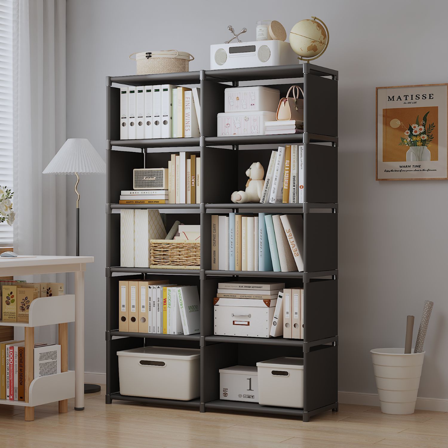 Estante simple combinado estilo retrógrado estante moderno estante simple dormitorio estante de almacenamiento estante diseño de habitación infantil