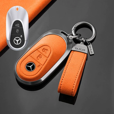 eqb car cover buckle, Car key bag - no-specifications-mercedes-benz-c-tarnish-aluminum-alloy-orange-suede-hand-rope-buckle