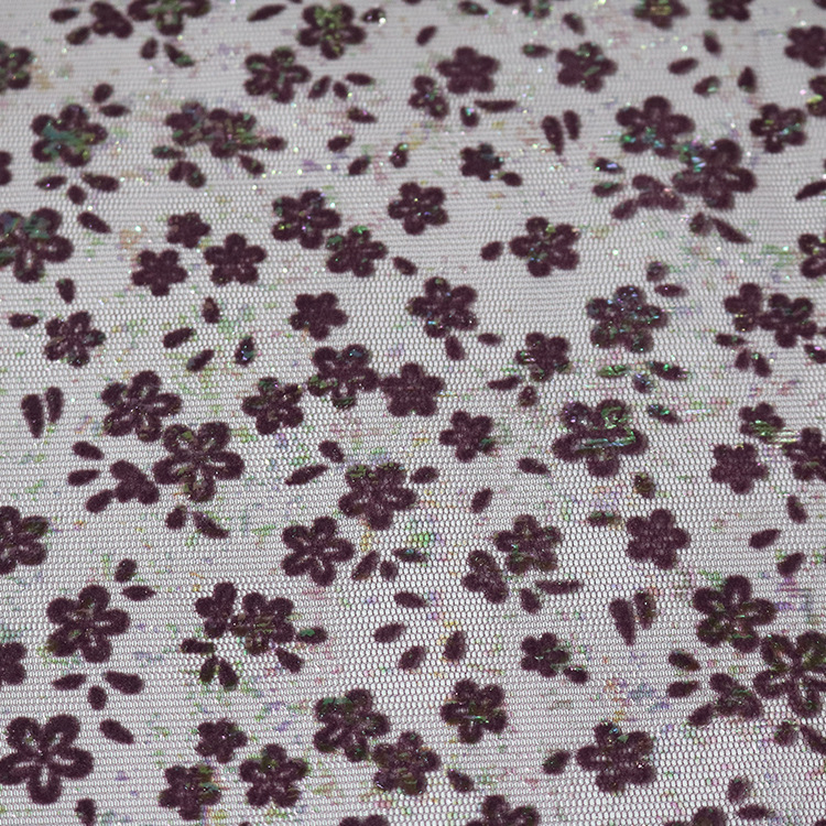 Nuevo hilo de malla flor de ciruela de colores fantásticos tela de estampado de flor primavera y verano ropa casual ropa infantil tela de vestido