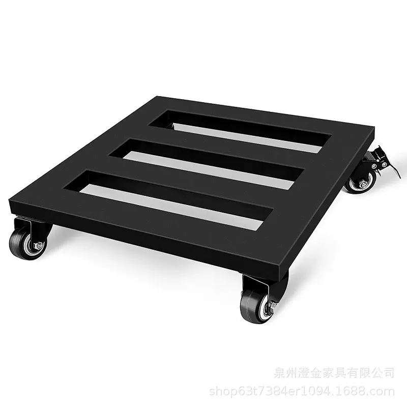 重型铁艺植物支架带轮子方形铁植物带轮子花盆架滚轮室内小车花架