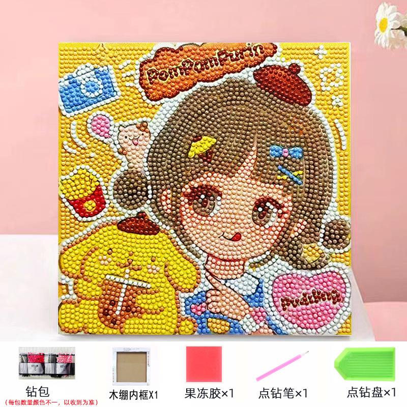 Envío gratis 20 * 20diy pintura de mampostería pintura de diamantes dibujos animados para niños anime pintura decorativa hecha a mano Kuromi con marco