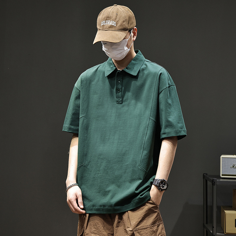 Heavy Weight 280g Pure Cotton Short-Sleeved Polo Shirt Men's Summer New Lapel Loose Large Size Casual T-Shirt Wholesale