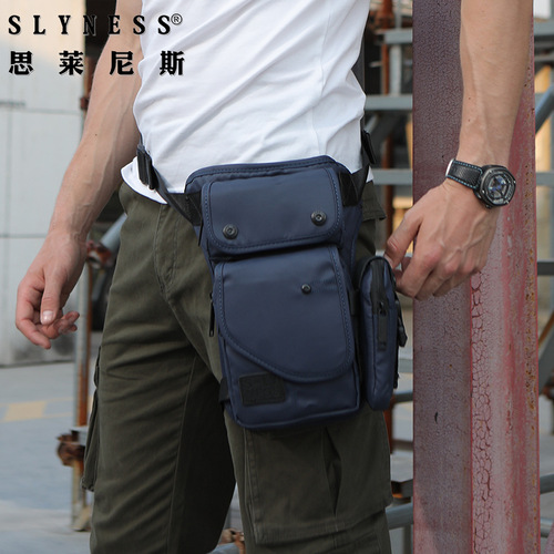 Cross-border exclusive men's chest bag with large capacity, waterproof nylon waist bag, European and American black casual crossbody bag