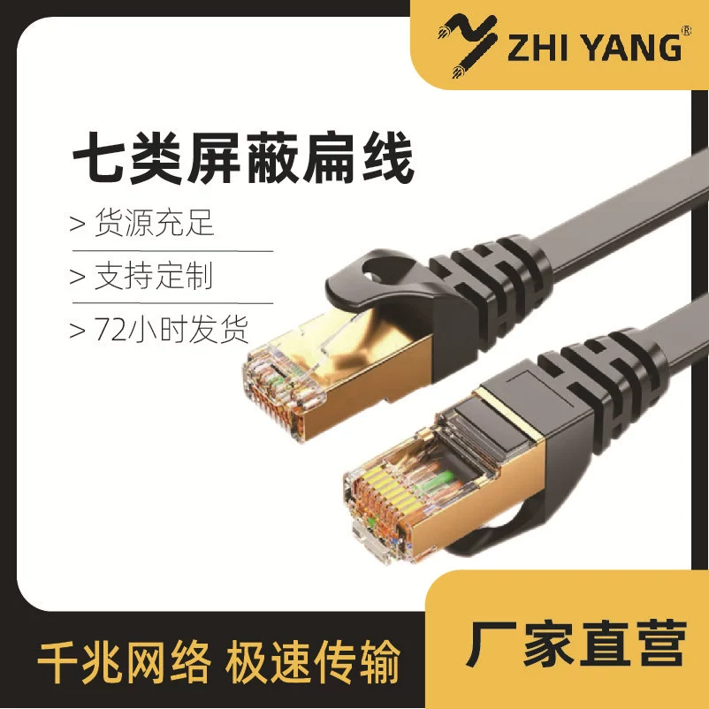 Двухшарнирный плоский провод с экранированием, обработанный на заказ, перемычка с кристаллической головкой, компьютерный сетевой кабель, кабель монитора из бескислородной меди