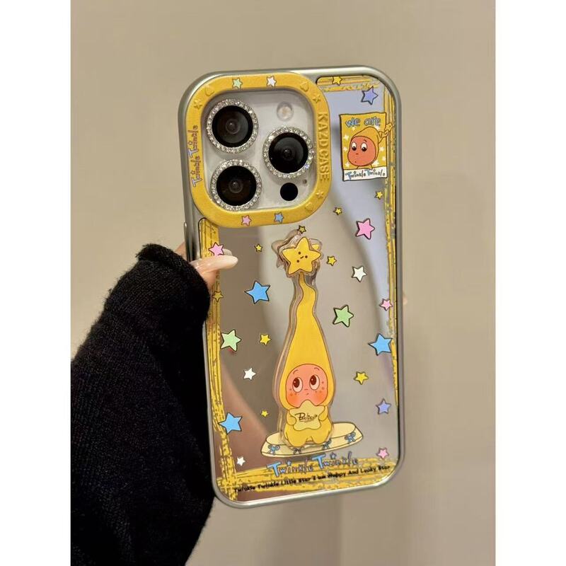 卡通镜面长帽猫咪星星宝宝转转适用iphone16promax苹果15手机壳14|undefined