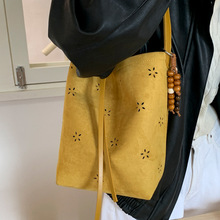 韩系慵懒风麂皮绒镂空腋下包包女式2025新款日常大容量单肩托特包