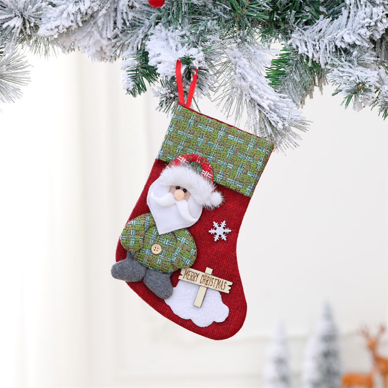 新品mサイズクリスマスソックスクリスマスキャンデーギフトバッグ装飾用品木製ブランドクリスマスソックス装飾ストラップ付き|undefined