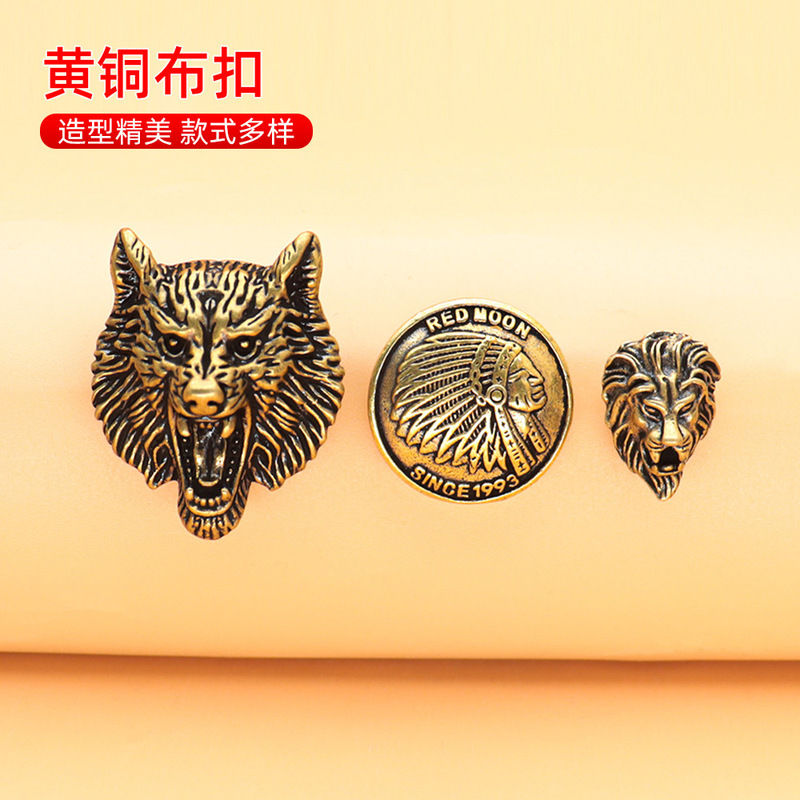 Chief Lion animal wolf head brooch high-grade accessories Net red brass vintage decorative pendant stall wholesale