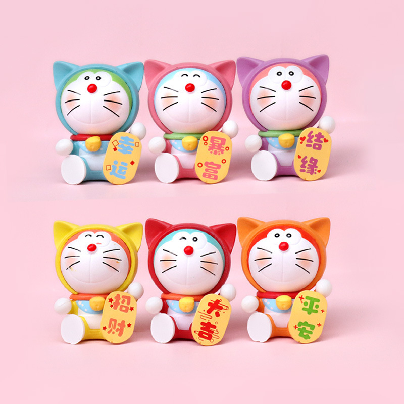 Cute Cartoon Prayer Blue Fat Man Hand-made Lucky Cat Doll Doll Desktop Cake Decoration Car Car Ornaments