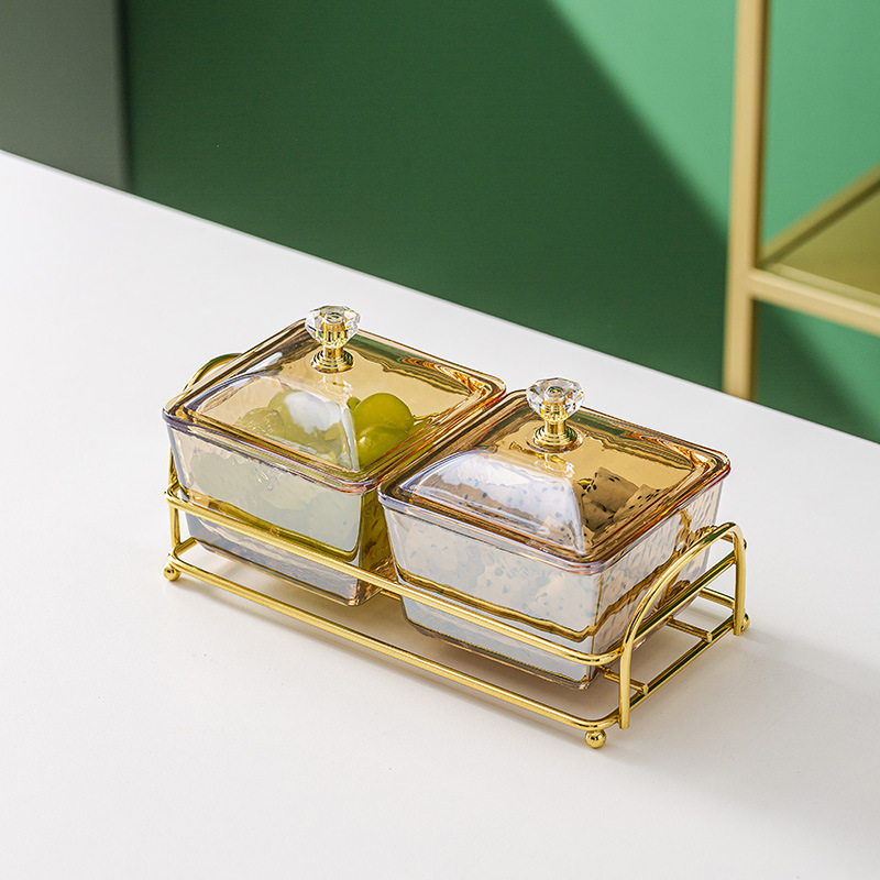 Vidrio separado fruta plato comercial merienda plato bar pie baño Club KTV rejilla plato con tapa