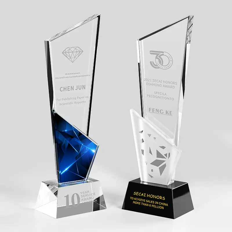 水晶奖杯定制刻字创意优秀员工企业年会颁奖销售冠军定做刀型奖杯