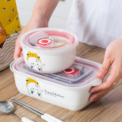 VHM7批發密封帶蓋分隔便當微波爐專用學生成人上班族保鮮的陶瓷碗