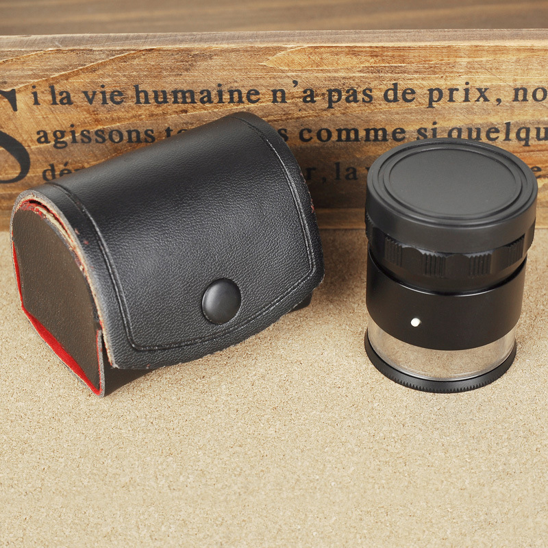 10倍带刻度放大镜 高档圆筒式带8个LED灯3组光学玻璃