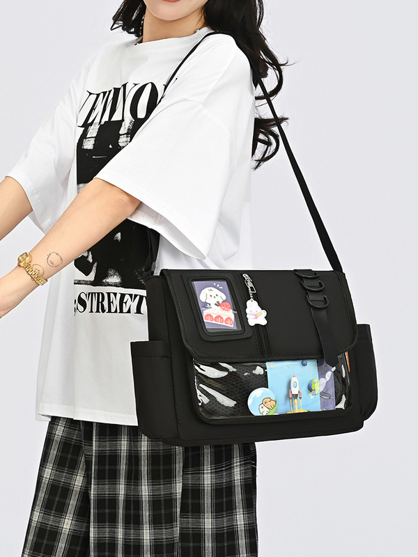 Fashionable and versatile handbag for class and commuting, Japanese-style large-capacity casual shoulder bag, niche design crossbody bag for tutoring Fashionable and versatile handbag for class and commuting, Japanese-style large-capacity casual shoulder bag, niche design crossbody bag for tutoring