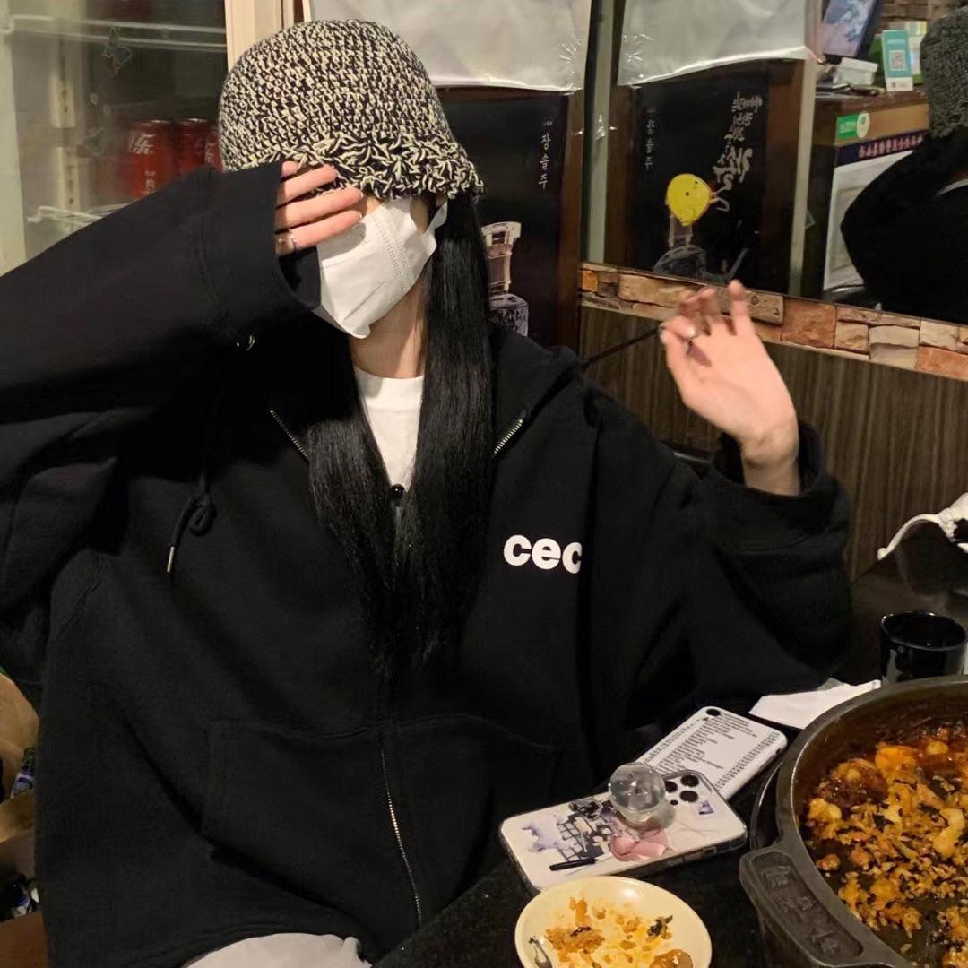 한국 CEC 후드 지퍼 땀 22SS 가을과 겨울 새로운 인쇄 남성과 여성의 캐주얼 올 매치 같은 스타일 게으른 슈퍼 핫