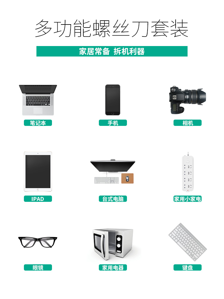 Kit de destornillador combinado multifuncional pequeño cruce de una herramienta hexagonal doméstica de reparación multicabeza destornillador desmontaje