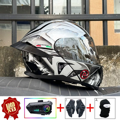 Motosiklet dəbilqələri Bluetooth open-face helmet with dual visors, full-face