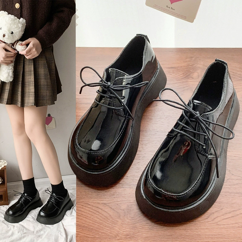 Le Fu обувь женский осень и зима 2024 новый ретро шнуровка британские туфли на толстой подошве
