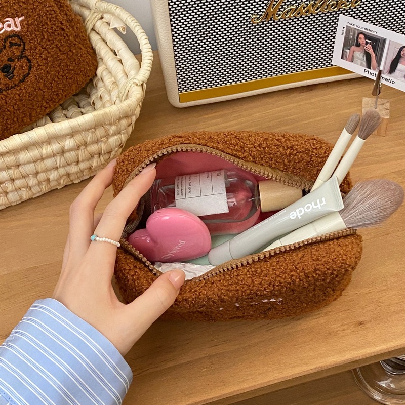 韩版刺绣小熊卡通收纳包旅行必备收纳袋可爱少女心护肤品洗漱包包|undefined