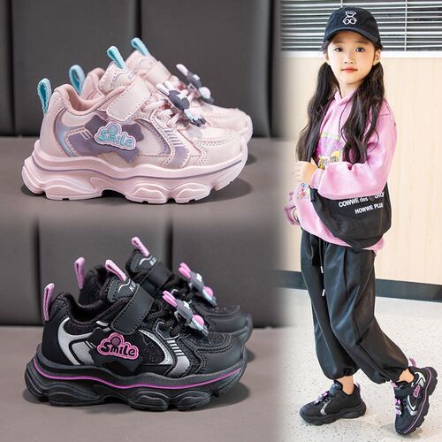 Children's Sports Shoes New Autumn Leather Waterproof Kids Korean Style Daddy Shoes Middle School Leisure Running Shoes