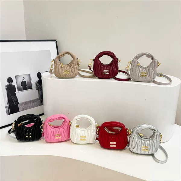 Embroidered Letter Mini Underarm Women's Bag European and American Cross-Border Trendy Fashion Crescent Dumpling Bag Hand-Held Crossbody Children's Bag