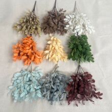 5叉把束枣叶仿真花 婚庆婚礼堂路引家居装饰花材配叶花生叶假花
